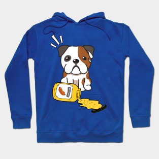 Cute English Bulldog Spilled a jar of mustard sauce Hoodie